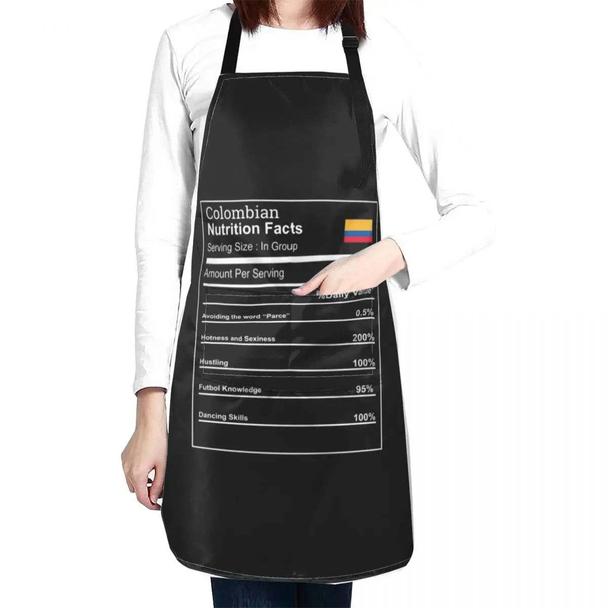 COLOMBIAN NUTRITION FACTS Colombia gift present T Shirt Apron esthetician for women with pocket kitchen clothes for men Apron