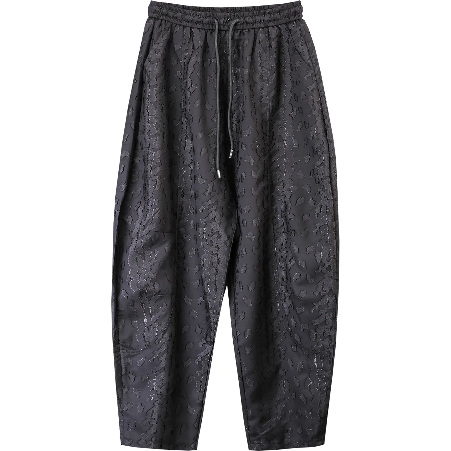 Dark Loose Large Size Texture Jacquard Cropped Pants Men's Summer Thin Baggy Pants Pants