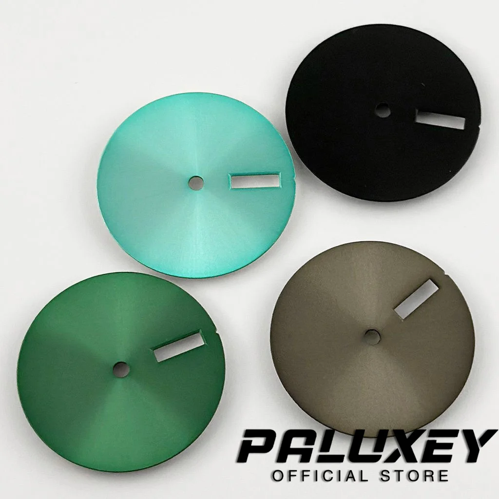 28.5MM Sun-ray Brushed Watch Dial Color Blank Dual Calendar Watch Dial for NH35 NH36 4R 7S Men's Mechanical Movement Replaceable