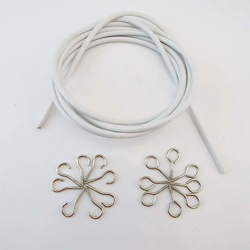1M 2M 3m PVC Window Cord Cable Net Curtain track Wire White Windows wall hanging Line with HOOKS EYES For  car Caravans Boats