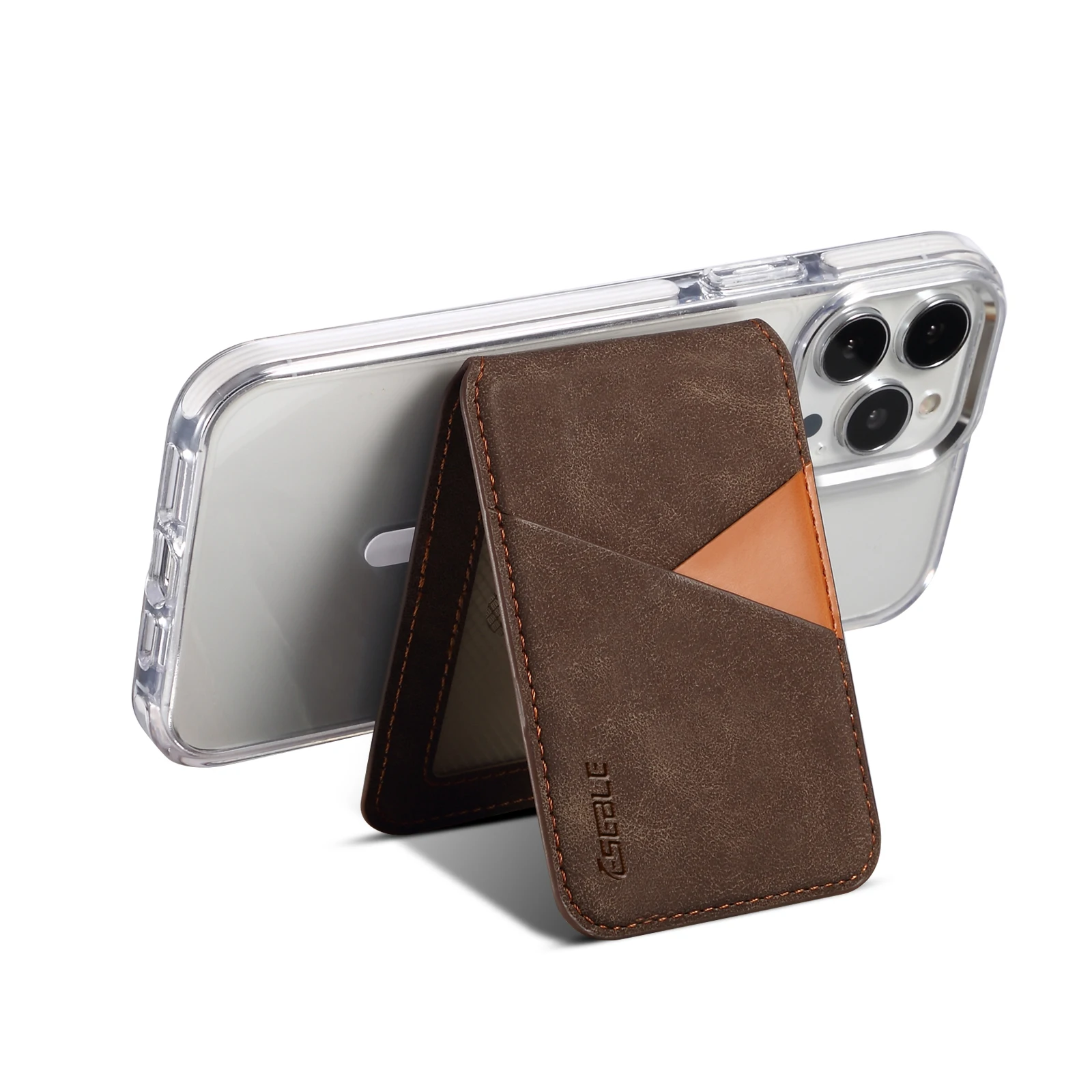 Vintage PU-Leder für MagSafe magnetischer Kartenhalter mit Ständer für iPhone Samsung Serie RFID Anti-Skimming Bank-ID-Kartenhülle – Detail 10