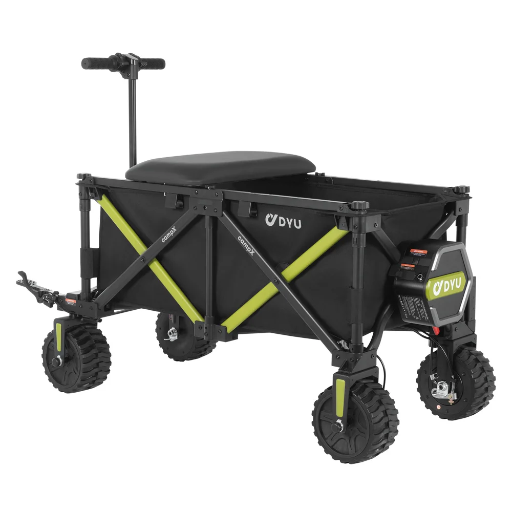 3-Speed Electric Camping Cart with 200L Cargo Capacity All-Terrain Foldable Electric Folding Camping Wagon Cart