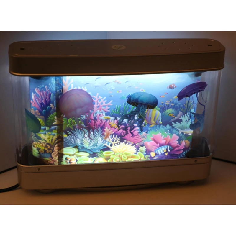 Simulated Fish Tank Lamp Aquarium Tank Decorative Night Light Virtual Ocean Dynamic LED Table Lamp Room Decor