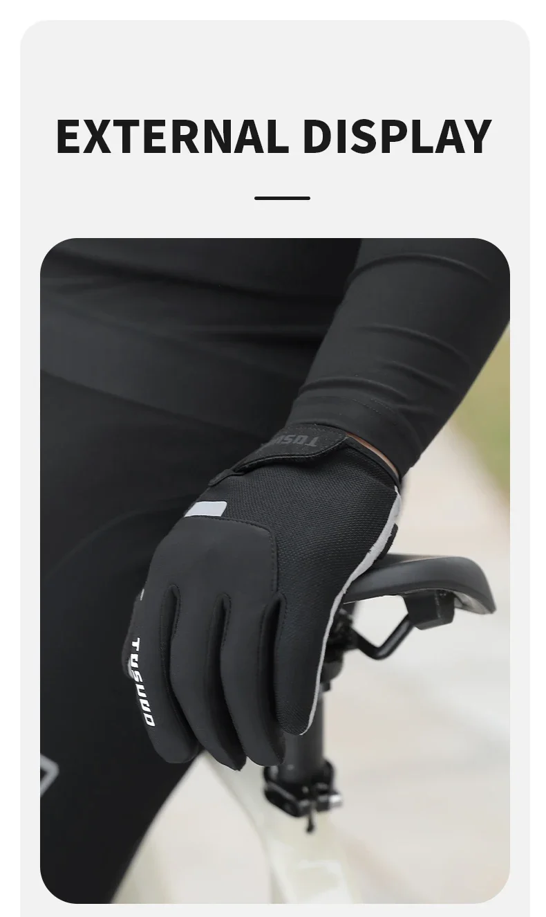 TOSUOD Winter-Fahrradhandschuhe MTB Vollfinger-Fahrradhandschuhe Touchscreen-fähig Rutschfeste Silikon-Handflächenauflage Fahr- und Reithandschuhe – Detail 16