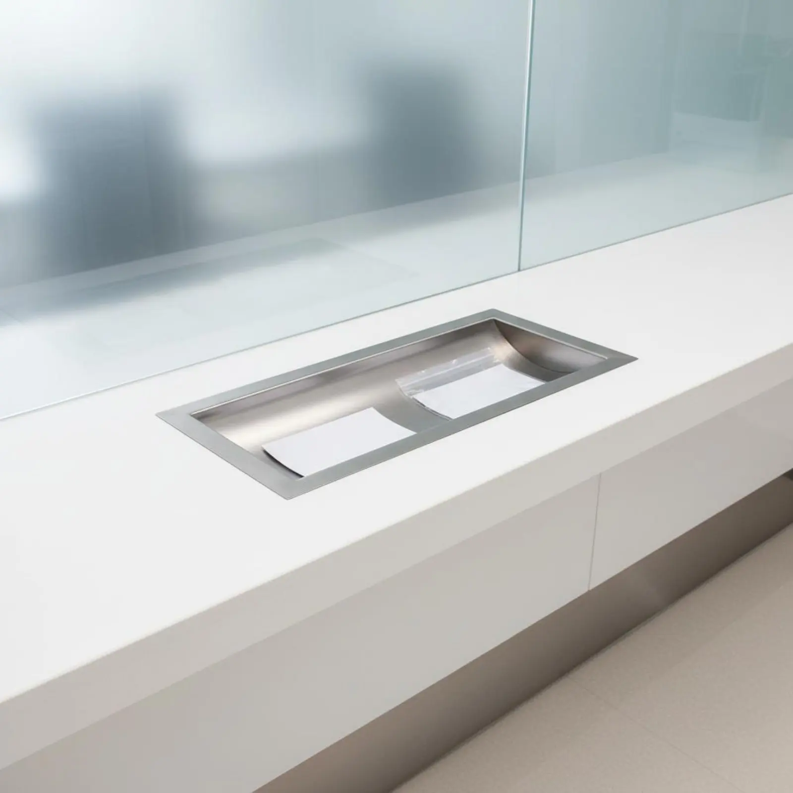 Stainless Steel Currency Tray Easy Installation Currency Transfer Trough Counter Pass Through Slot Corrosion Resistant Deal Tray