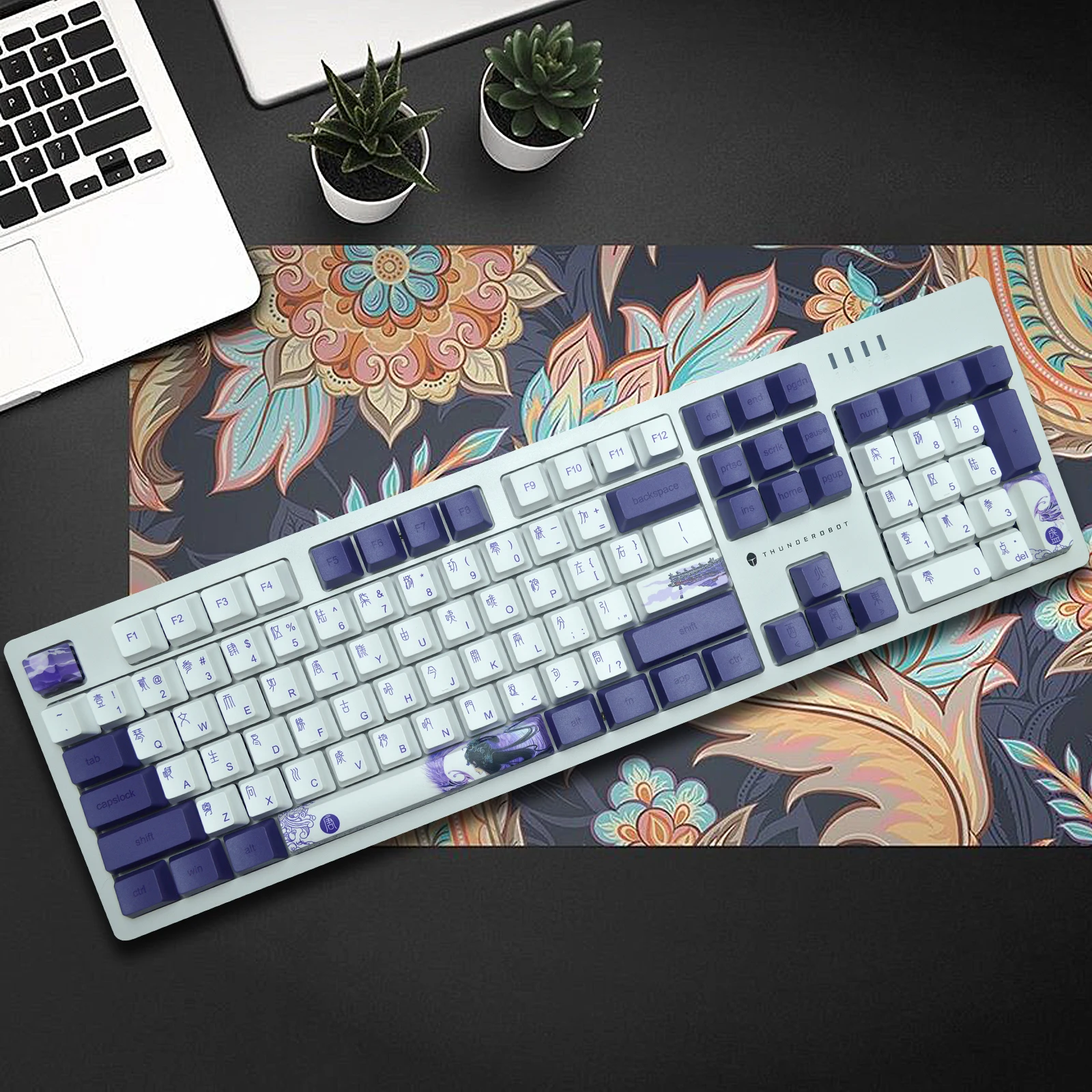 Imagem -03 - por Cento Keycaps Pbt Perfil do Oem para o Teclado Mecânico de Cereja mx Duplo-tiro Branco Bonito Roxo Backlit Conjunto de Tampões de Chave 60 e 100