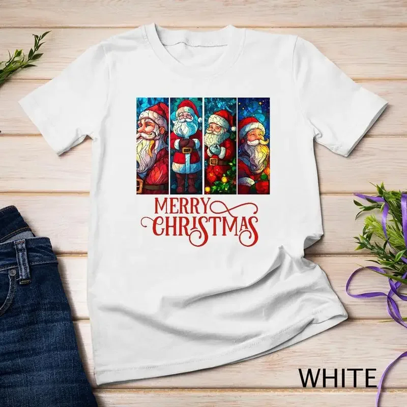 Masterpiece Stained Glass Santa Claus Christmas Funny Christmas Unisex T shirt