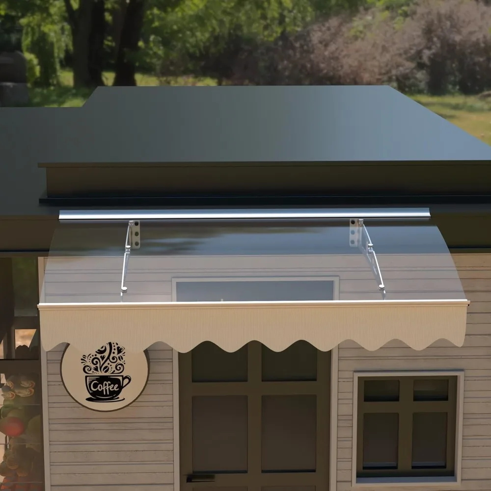 47 x 34 Window Awning Door Entrance Canopy, Aluminum Alloy Bracket, Thicker Crystal Solid Polycarbonate Sheet for Wooden House