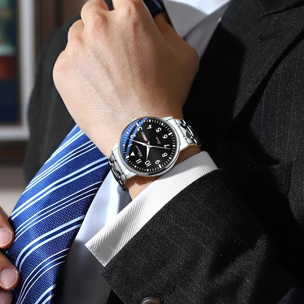 CHENXI ساعة كوارتز رجالية أنيقة الأعمال ساعة اليد التقويم مضيئة مقاوم للماء ساعة اليد الذكور ساعة Relogio