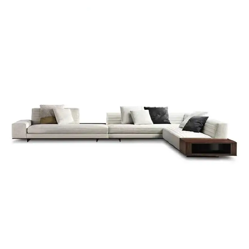 Modern Living Room Sectional Sofa With Comfort Cushions And Genuine Leather Upholstery For Family Seating And Home Lounge Use