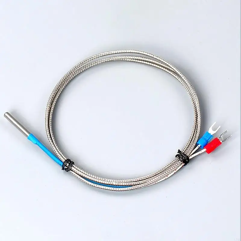 57QF 1/2/3/4/5m Braided Cable 30x4mm Thermocouple Probe 0-400℃ Measurement Ranges Stainless Temperature Sensors Thermocouple