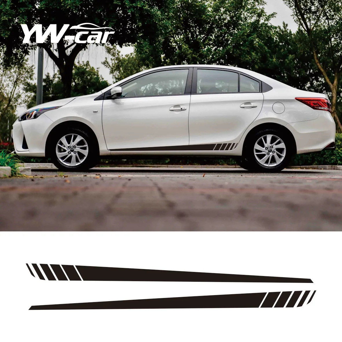 

2Pcs Car Door Side Skirt Stickers for Toyota GR Yaris 3 5 Doors Hatchback Sedan Auto Body Long Stripes Vinyl Decals Accessories