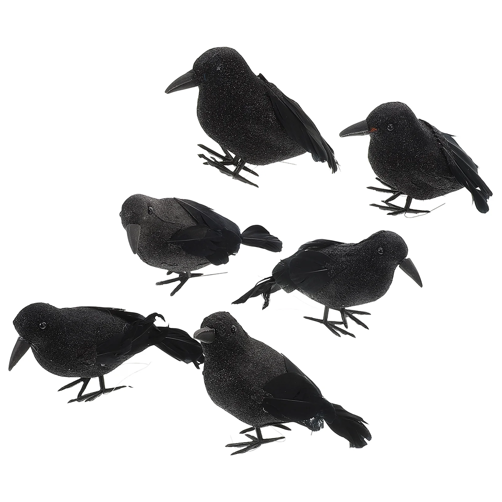 

Набор из 6 реалистичных искусственных ворон с перьями для декора на Хэллоуин, аксессуары для создания мрачной праздничной атмосферы