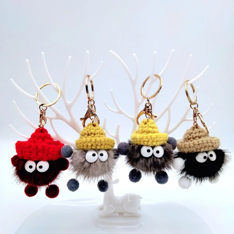 7cm Cartoon Cute Mink Fur Small Briquette Plush Keychain Pendant Kids Backpack Hanging Keyring Doll Children's Birthday Gifts