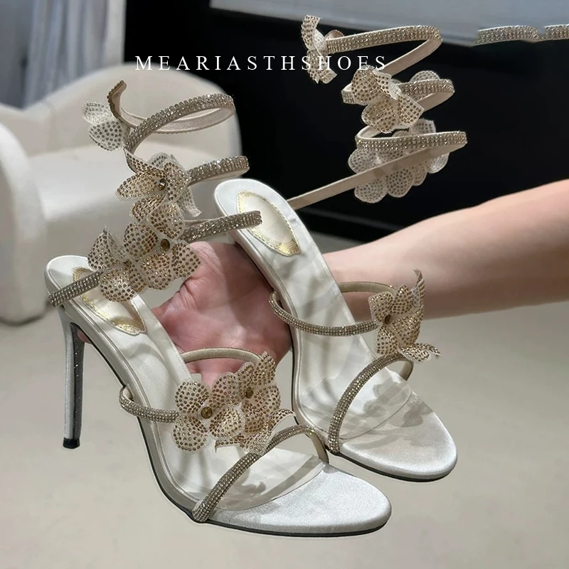 2026 Women's New Water Diamond Sandals Fashion Tassel Crystal Shoes Sexy Banquet Party Twin Stiletto Women's Large 42 Sandals image 3