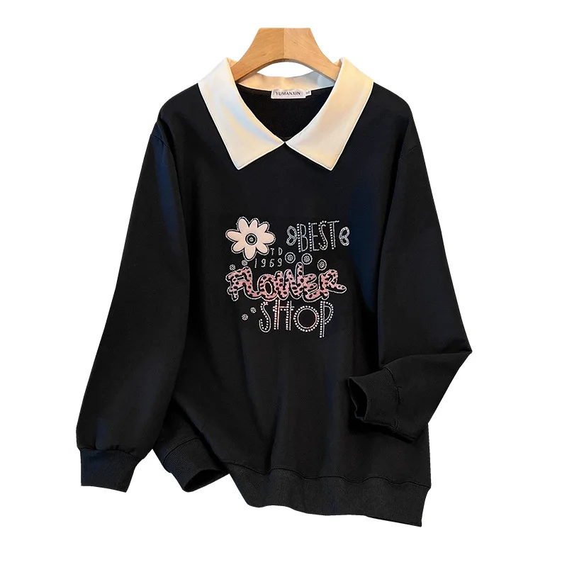 Sudadera holgada de manga larga con cuello para mujer, ropa con estampado de busto, talla grande, 175Kg, color negro, rosa, 4XL, 5XL, 6XL, 7XL, 8XL, 9XL, primavera y otoño, 170