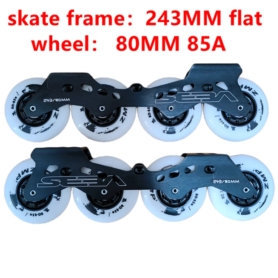 Free shipping skates frame flat 243mm with wheels 80mm 85a 90A