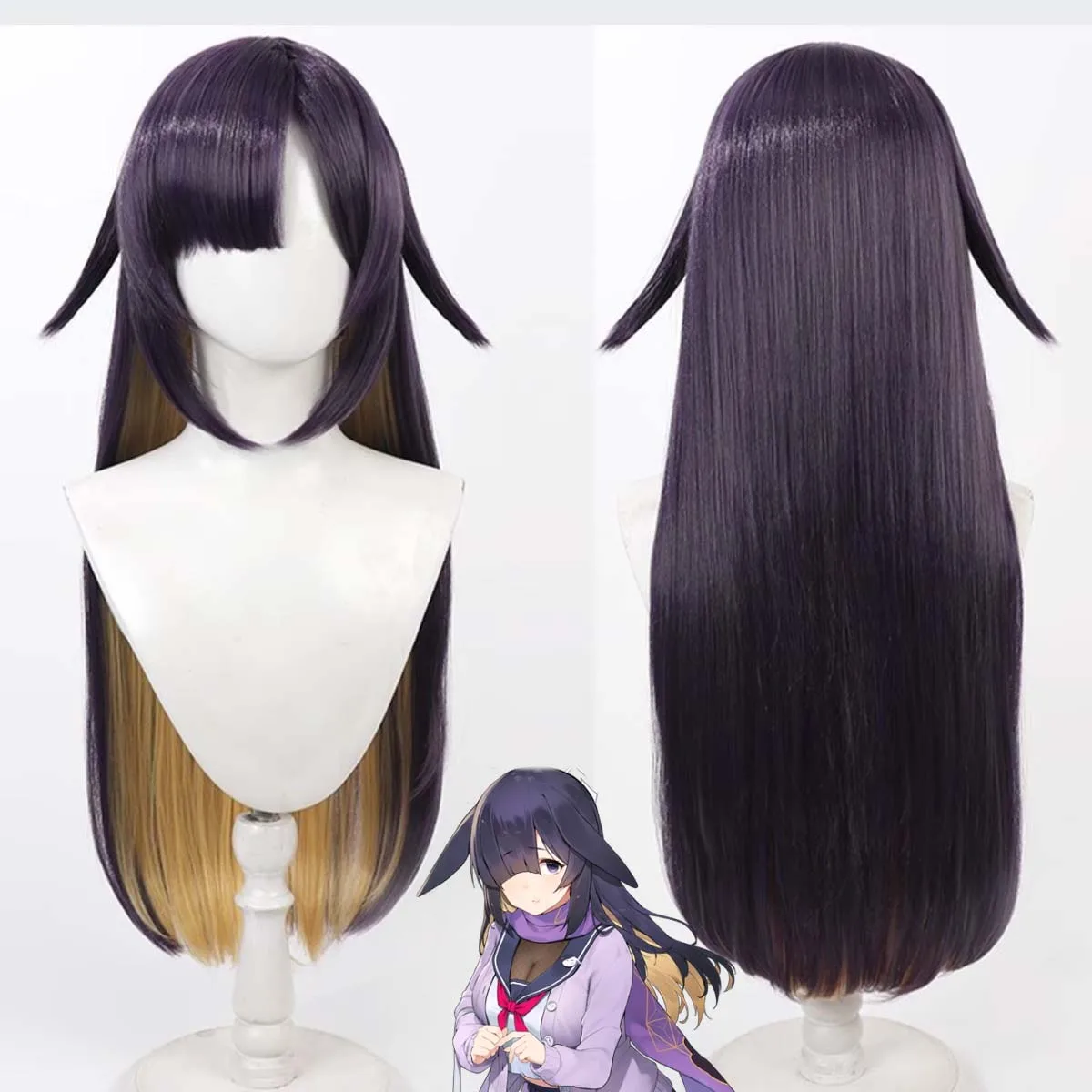 

Игра для вечеринки в честь Хэллоуина Синий Архив Ono Tsukuyo Длинный прямой парик