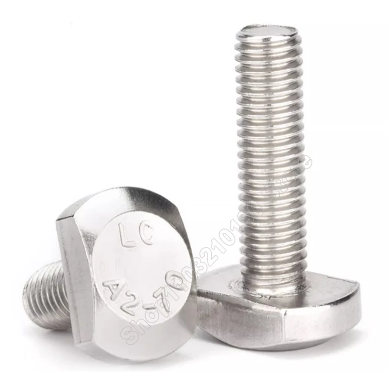 2-10 قطعة 304 الفولاذ المقاوم للصدأ T المطرقة رئيس مسامير M5 M6 M8 M10 M12 T شكل نوع البراغي ل T-فتحة شلال السكك الحديدية ميتري المسار L = 12-70 مللي متر