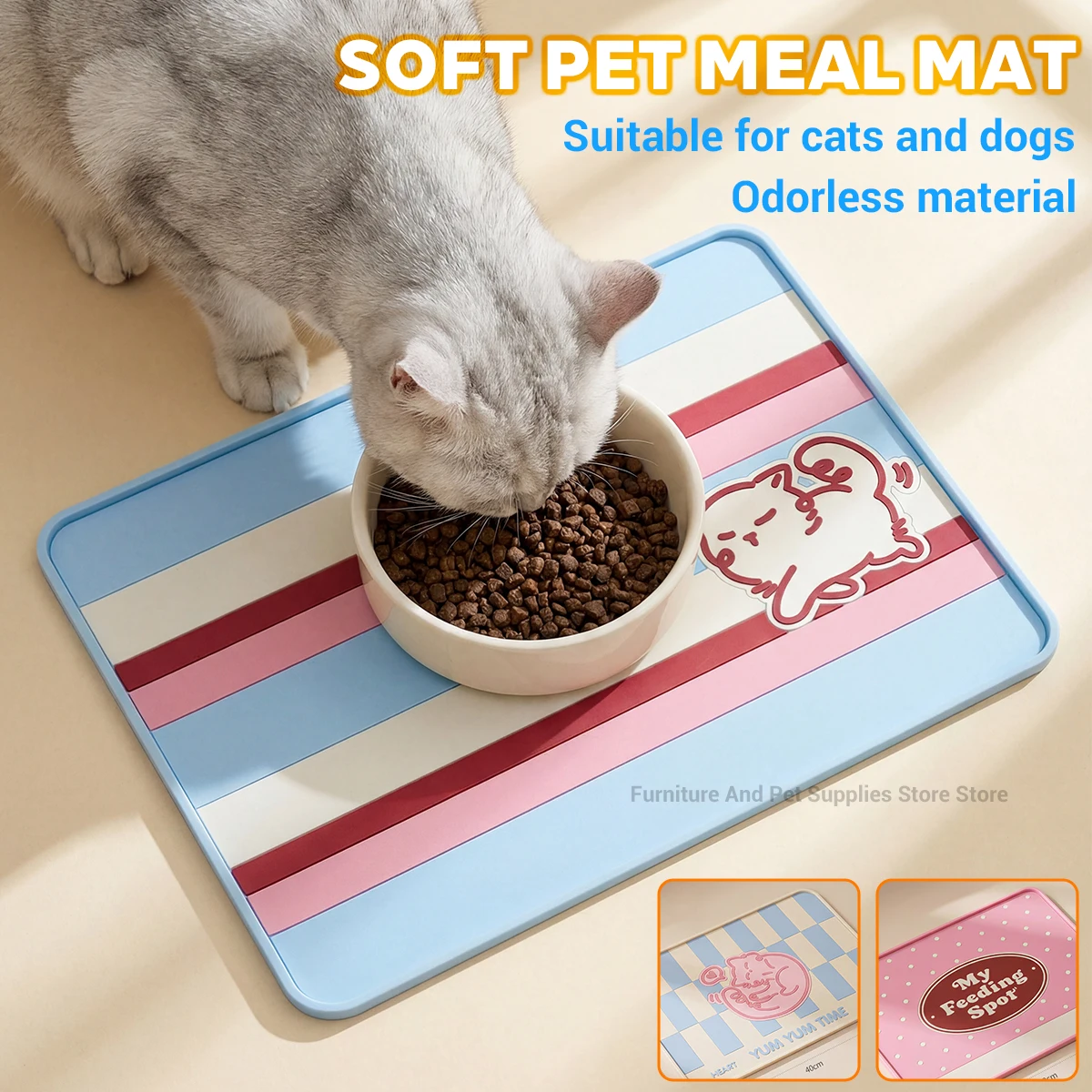 Pet Placemat Cat Dog Drinking Feeding Placemat Feeder Mats Cat Feed Mat Dog Food bowl Mat Silicone Waterproof Pet Bowl Pad