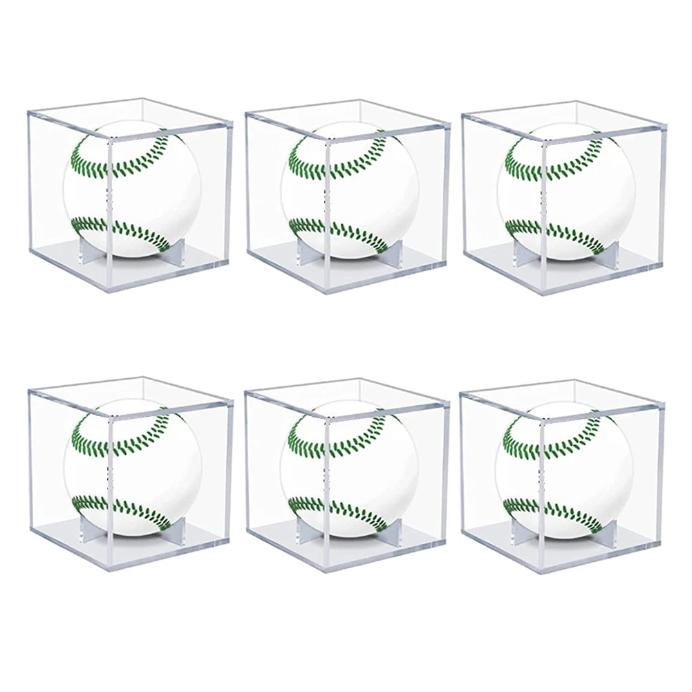 6Pcs Baseball Display Case,UV Protected Acrylic Display Box,Clear Display Case Memorabilia Autograph Ball