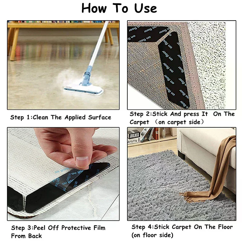 Carpet Corner Clip Carpet Non-slip Sticker Reusable Washable Anti-slip Mat Anti Curling Rug Pads Floor Fixed Grippers Tape