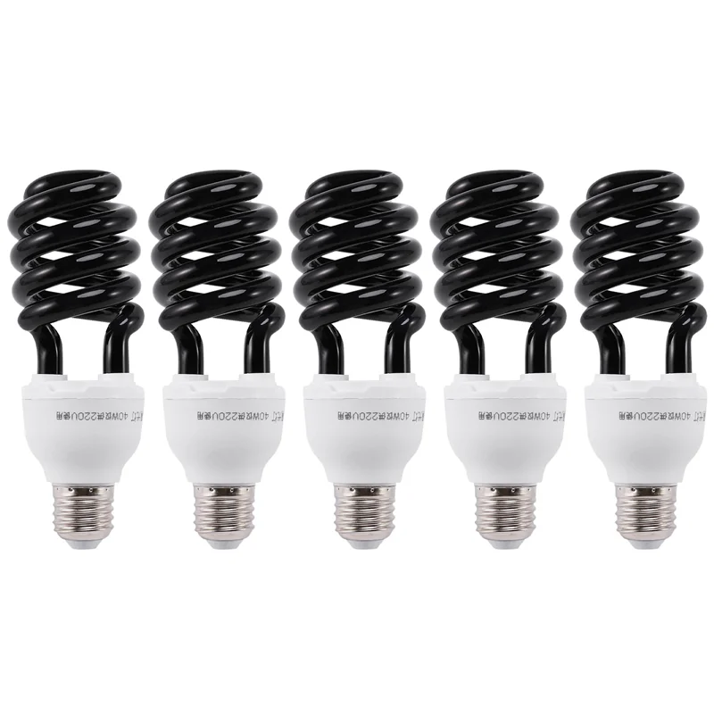 

5X E27 40W UV Fluorescent Blacklight CFL Light Bulb Lamp 220V Shape:Spiral Wattage Voltage:40W 220V
