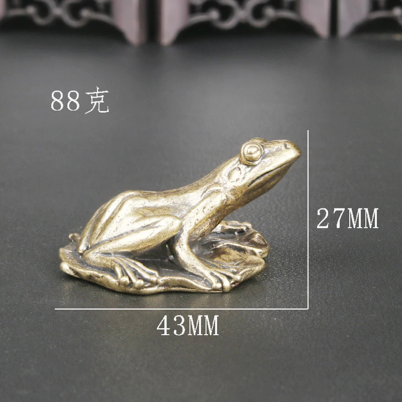 Brass Leaf Frog Tabletop Ornament, Lotus Pond Artistic Conception, Creative Tea Pet Craft, Decorative Item, Antique Copper