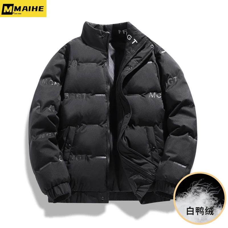 2024 New Men's Winter Jacket Thickened Warm White Duck Down Casual Coat Men's Fashion High Collar Lightweight Down Jacket Luxury