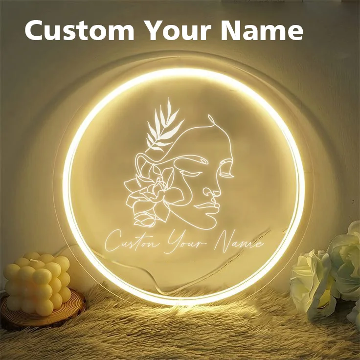 1PC  Abstract Warm White Customized Name Neon Night Lamp Acrylic Light Artistic Minimalist For Coffee Bar Decor Beautiful