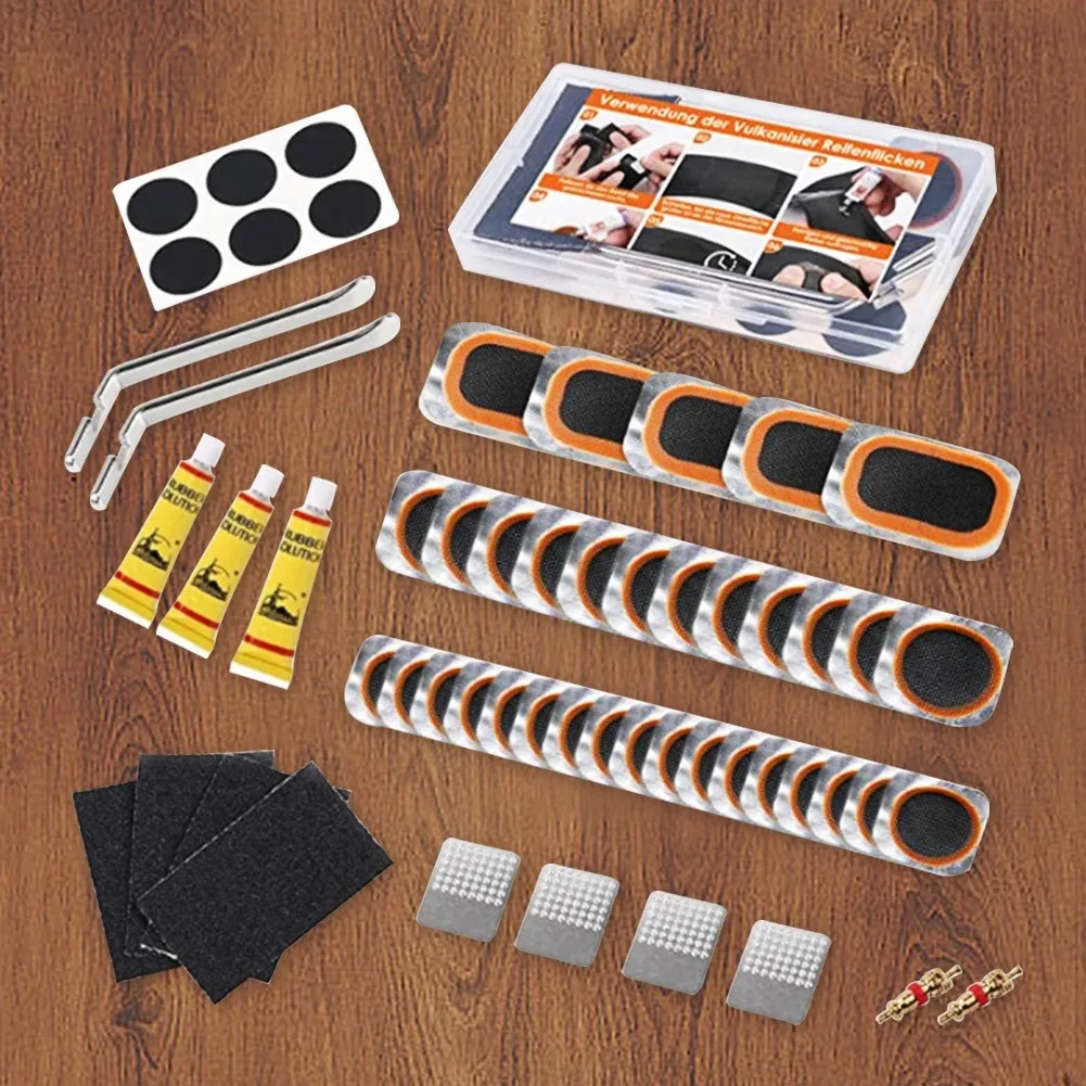 Professionelles Universal-Reifenreparaturset: Vulkanisierkleber, Flicken und Hebel für Notfallreparaturen an Fahrrad-, Motorrad- und Offroad-Schläuchen – Detail 5