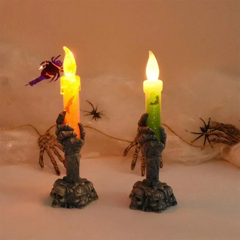 2026 new Halloween Skeleton Hand LED Flameless Candle Light, Horror Desktop Decor for Halloween Party
