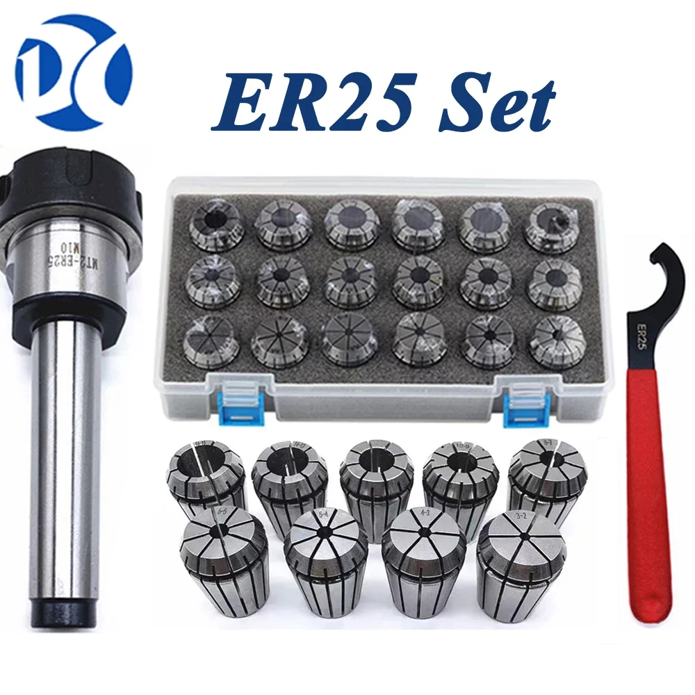 

1Set ER25 Spring Collets 9Pcs With MTB2 MTB3 MTB4 MTB5 Morse Taper Holder Cone For CNC Milling Lathe tool ER25 Collect Chuck