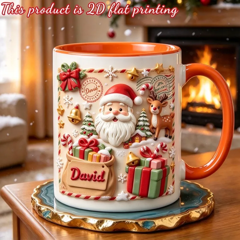 Personalized Christmas Ceramic Mug 11oz Custom Name Santa Tree Snowflake Bell Reindeer Gift Stamp Design Microwave Safe Xmas Par