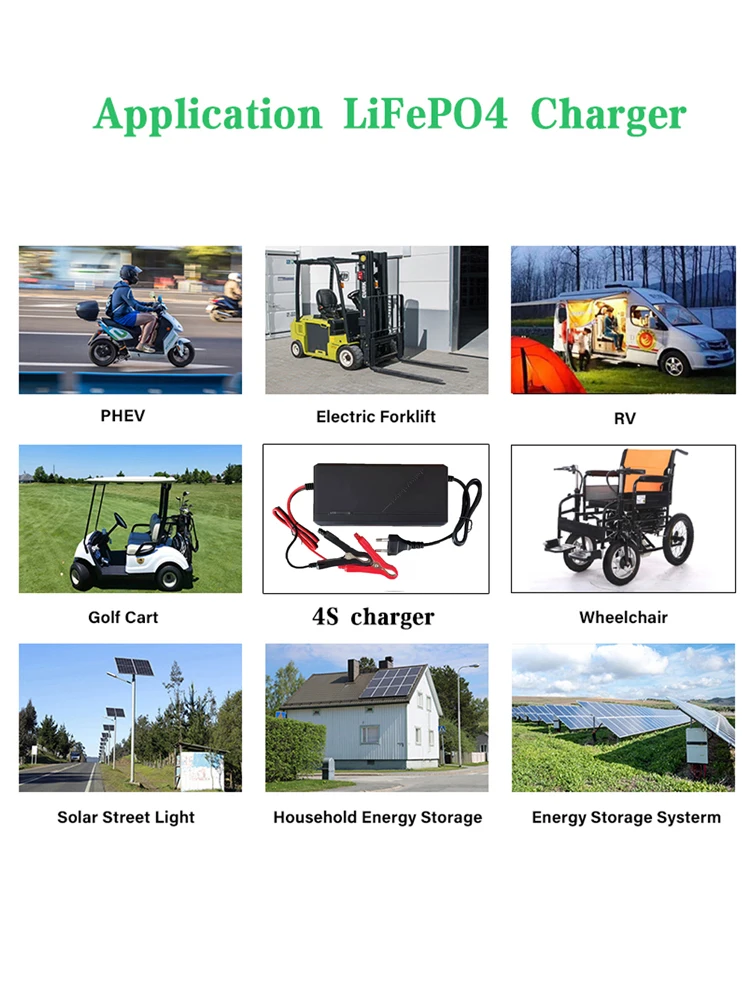 Ładowarka Lifepo4 12V 4S 14.6V 10A z krokodylkami/XT60/XT90 do ładowania akumulatorów LFP, do pakietów baterii litowo-żelazowych 12.8V — 2