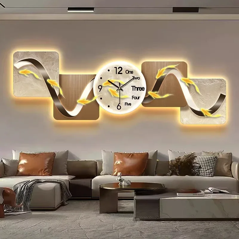 Design Luxury Large Wall Clock Light Living Room Bathroom Aesthetic Wall Clock Modern Bedroom Relojes De Pared House Decor