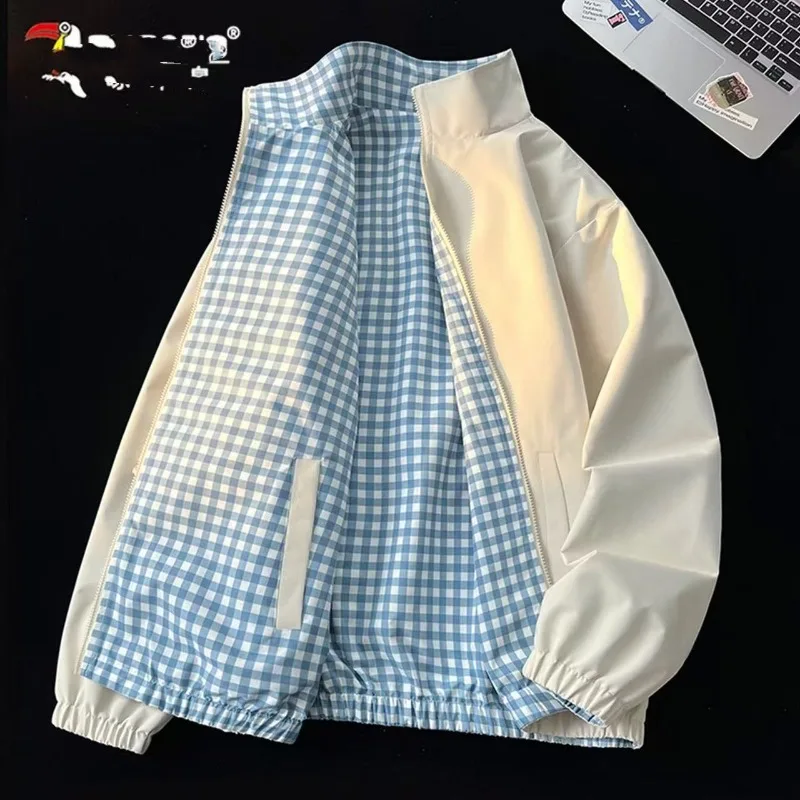 

Two-sided Retro Plaid Spring and Autumn Casual New Loose Versatile Double-sided Lapel Jacket