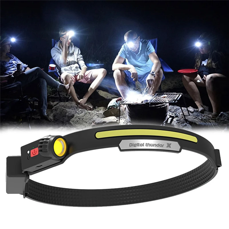 Motion Sensor Cob Headlamps Hand Wave Flashlight Micro Usb Rechargeable Headlight Waterproof Head Lamp Fishing Running Outdoor