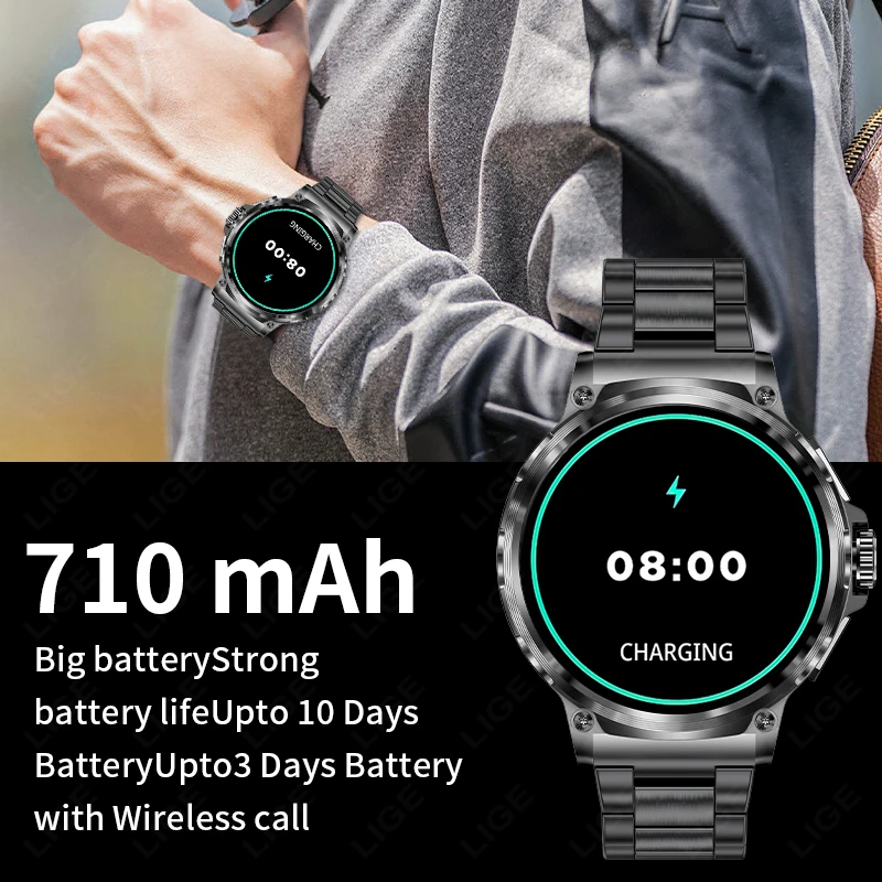 New GPS Tracker Smart Watch Men 710Mah Large Battery 1.85-Inch AMOLED Screen Sports Watches Waterproof Bluetooth Call Smartwatch