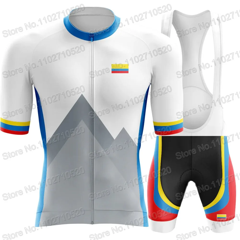 Team 2024 Colombia National Cycling Jersey Set Mens Short Sleeve Whtie Clothing Road Bike Shirts Suit Bicycle Bib Shorts MTBRopa