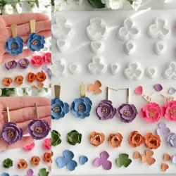 2 Pcs/set Mini Petal Polymer Clay Cutter Flowers Soft Pottery Mold Earrings Jewelry Pendant Pottery Tools