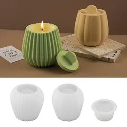 Plaster Cup Scented Candle Silicone Mold DIY Round Vase Storage Jar Cement Plaster Pottery Mould Concrete Making Crafts Supplies