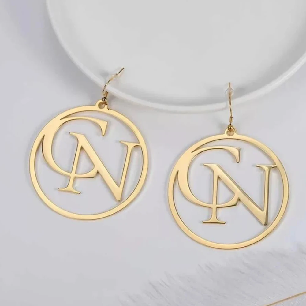 English Alphabet Large Earrings Must Be Customized Stainless Steel Earrings for Girlfriend's Exquisite Jewelry