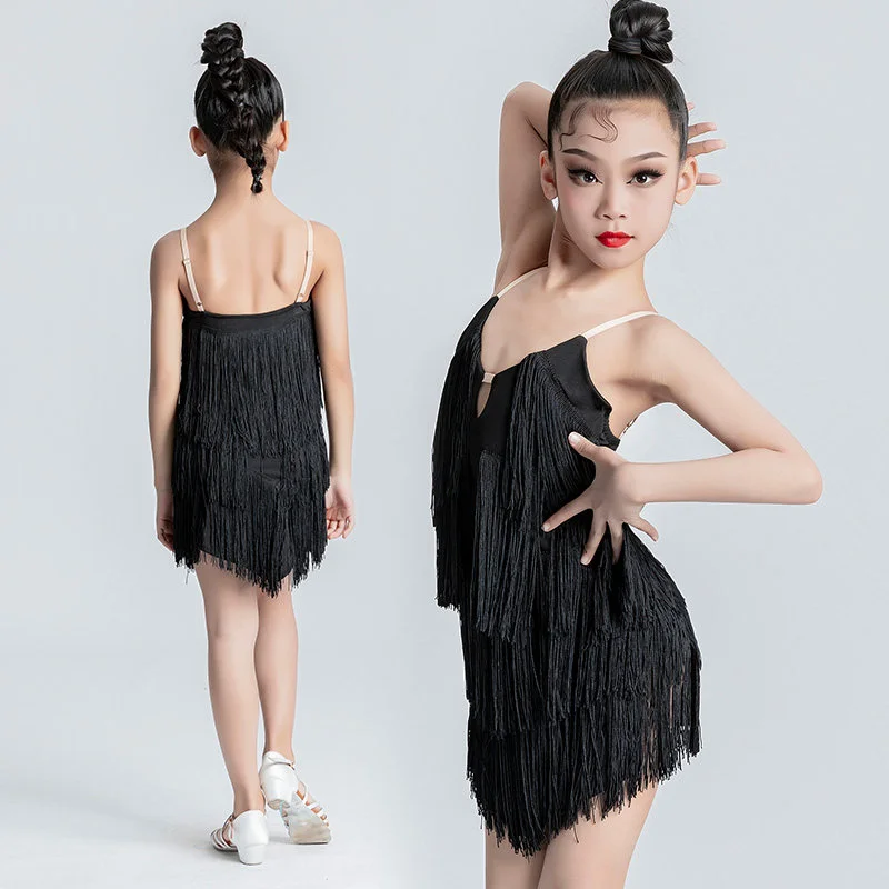 New Arrival Rumba Samba Tassel Latin Dance Costumes Girls Salsa Ballroom Fringe Dance Pants Costume Adult Ballroom Dancing Dress