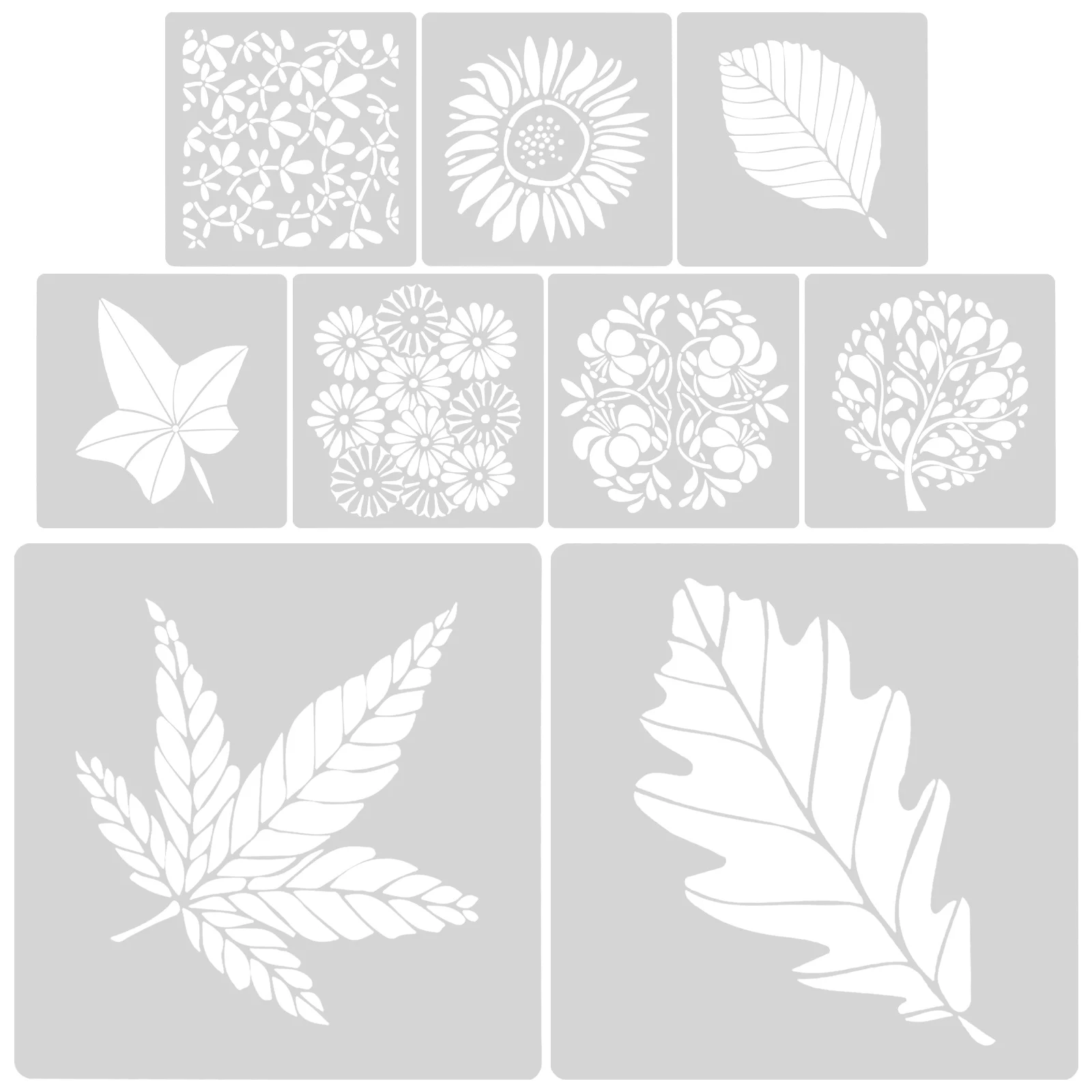 9 Pcs Graffiti Leaves Floral Template Wall Painting Stencils Drawing The Pet for