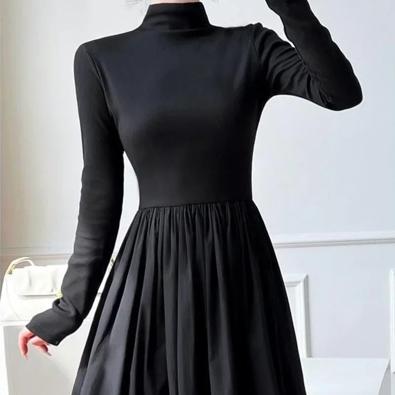 2024 New Slim Long Sleeve Elegant Dress Autumn Winter Thin Casual Temperament Pullovers Women\'s Clothing Office Lady Simplicity