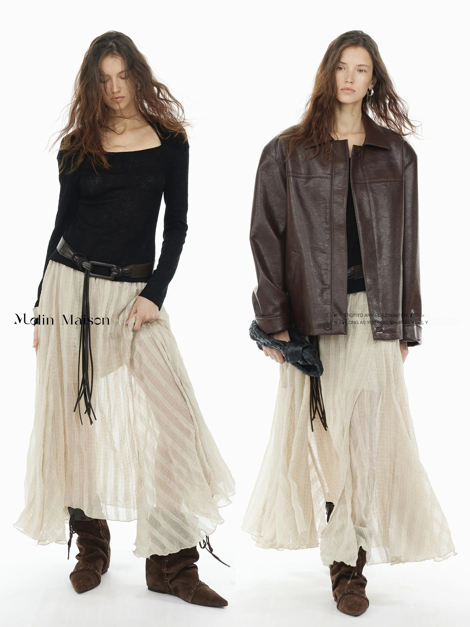 

Molin Maison French Vaion Sle Elastic Waist Asymmetrical Hem Plaid Umbrella Skirt Women's Micro Transparent Dot f Skirt