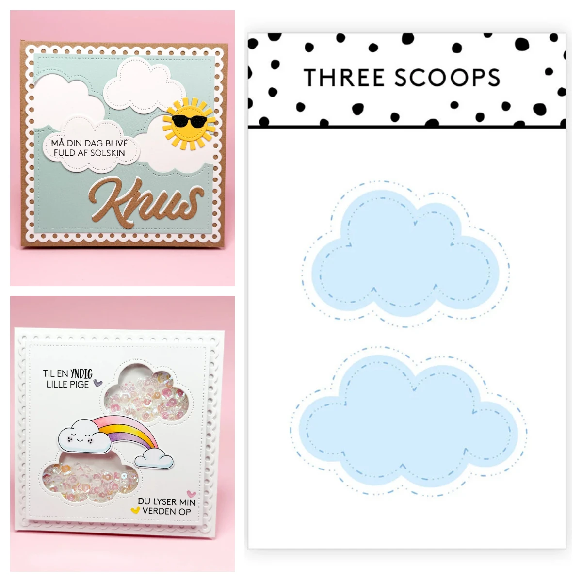 Three Scoops Clouds Inside/Out Happy Faces Hugs & Kisses Metal Cutting Dies for DIY Handmade Scrapbooking Calendar June 2026 New