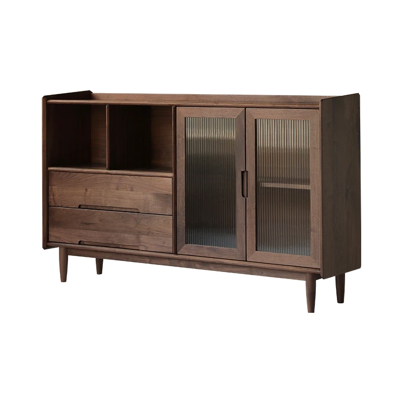 

/Black Walnut Wood Sideboard Cabinet Nordic Solid Wood Oak Locker Wine Cabinet Simple Home