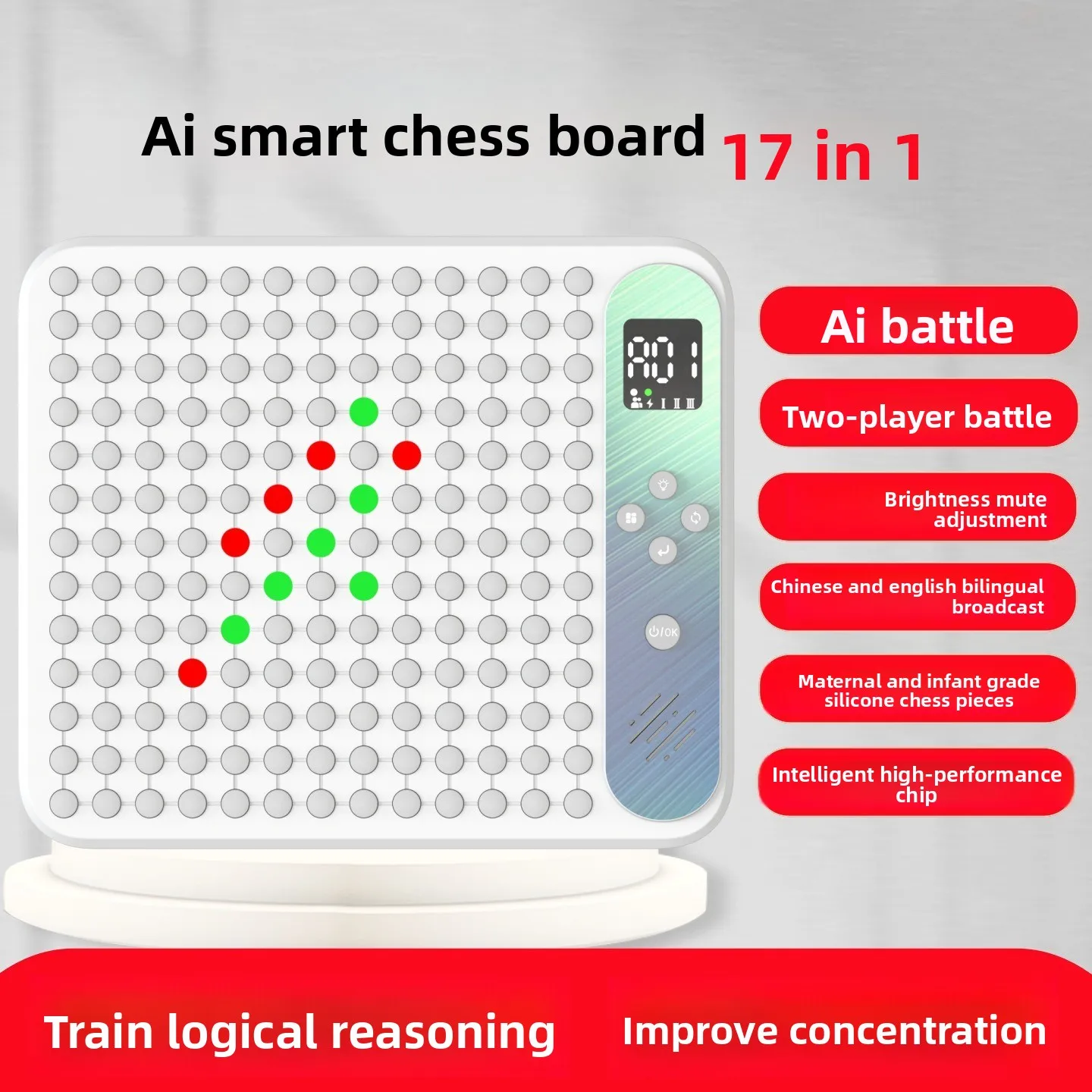 Ai Multifunctional Smart Gomoku Board Super Flip Chess Kids Primary School Student Thinking Training Electronic Educational Toy
